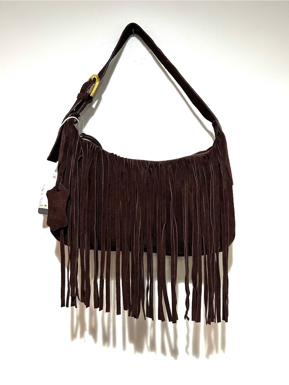 Haute Hippie Rich Brown Suede Fringe Shoulder Bag - Picture 2 of 9
